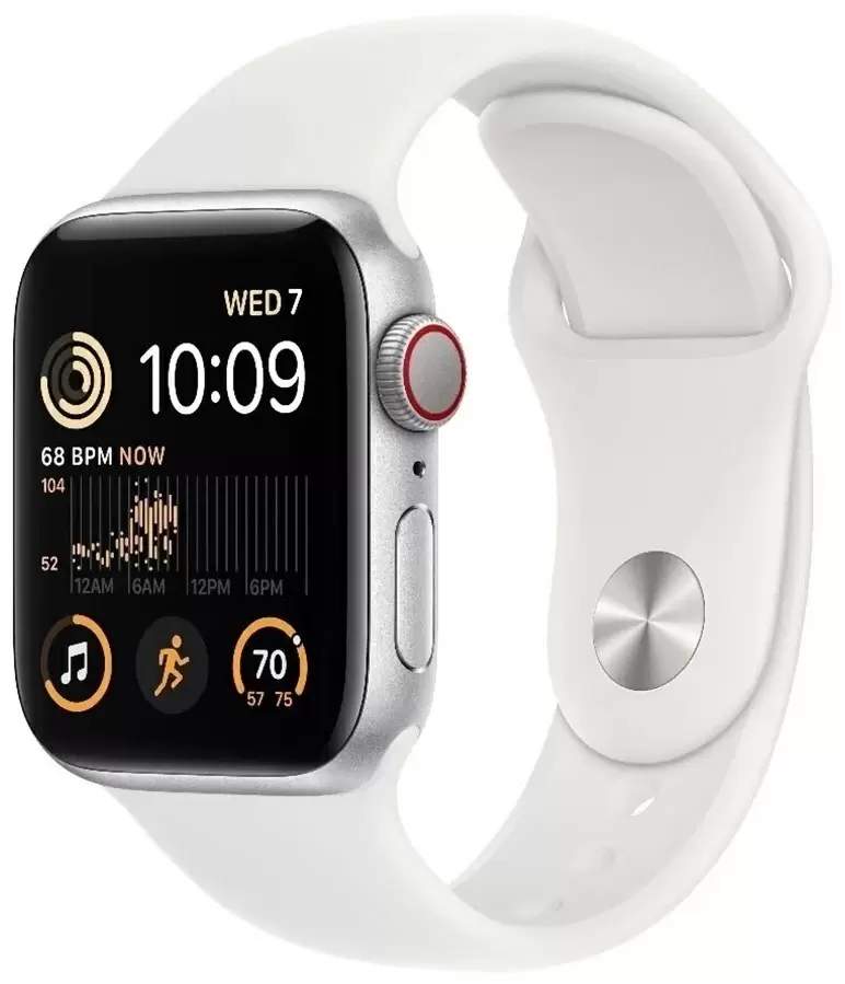 Smartwatch Apple Watch SE 40mm, carcasă din aluminiu, curea tip sport alb