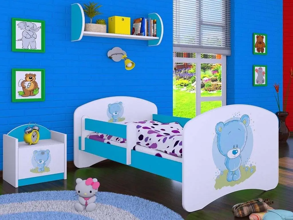 Тумба прикроватная Happy Babies Happy SZN02 Bear, белый/синий на tehnoparc.md Тумба прикроватная Happy Babies Happy SZN02 Bear, белый/синий