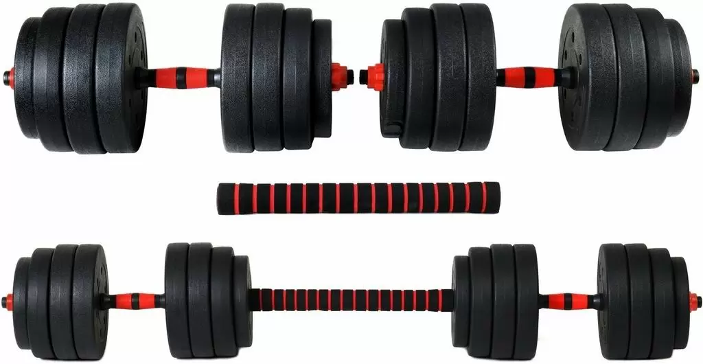 Гантель FunFit Dumbbell Set 40кг 4in1, черный/красный