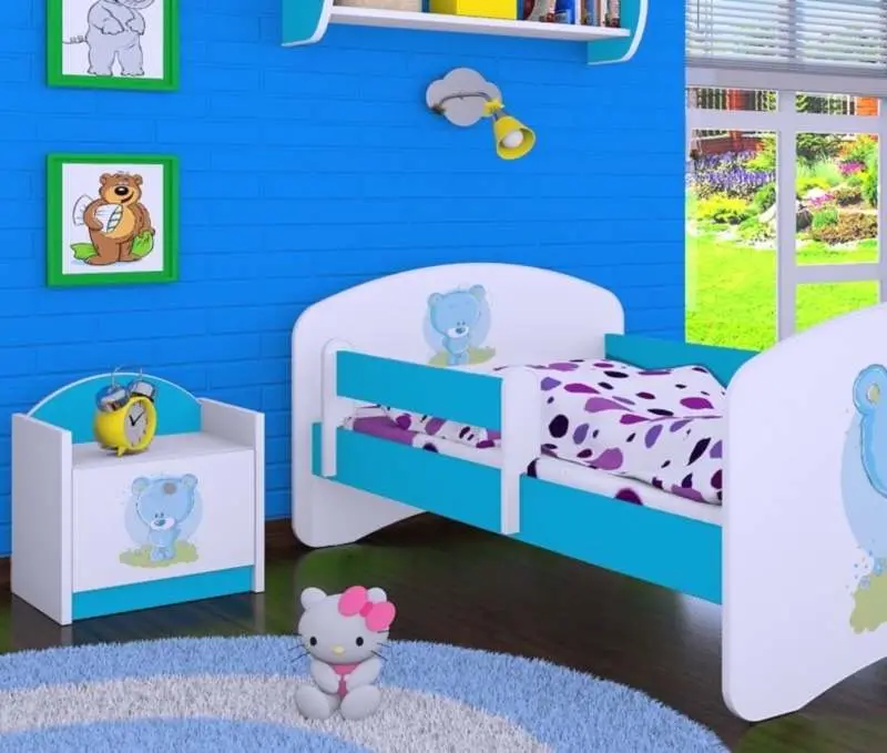 Тумба прикроватная Happy Babies Happy SZN02 Bear, белый/синий на tehnoparc.md Тумба прикроватная Happy Babies Happy SZN02 Bear, белый/синий