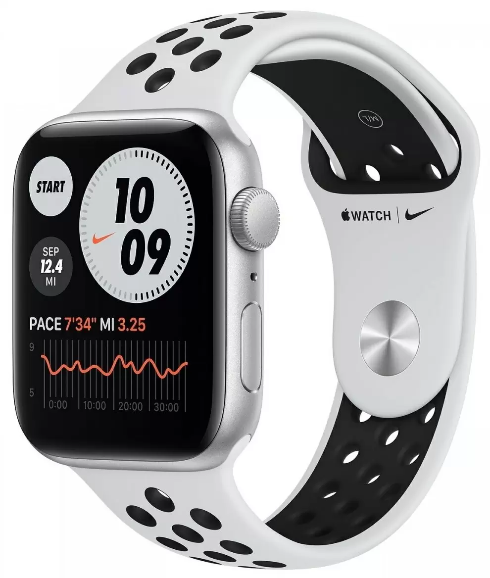 Smartwatch Apple Watch Nike SE 44mm, carcasă din aluminiu argintiu, curea tip sport Nike