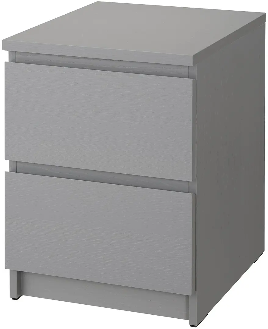Noptieră IKEA Malm 2 sertare 40x55cm, gri pe tehnoparc.md Noptieră IKEA Malm 2 sertare 40x55cm, gri