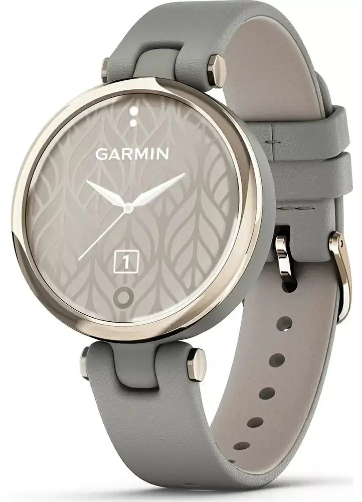 Умные часы Garmin Lily Cream Gold Stainless Bezel with Braloba Gray Case and Leather Band