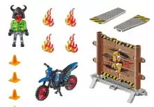 Set jucării Playmobil Stunt Show Motocross with Fiery Wall