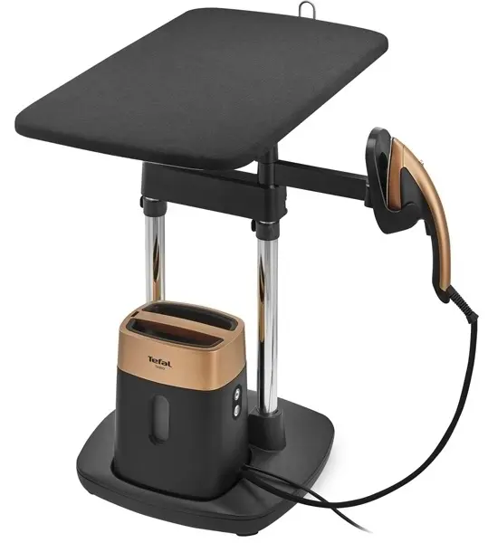 Aparat de călcat vertical cu aburi Tefal QT1020E0, negru/bronz pe tehnoparc.md Aparat de călcat vertical cu aburi Tefal QT1020E0, negru/bronz