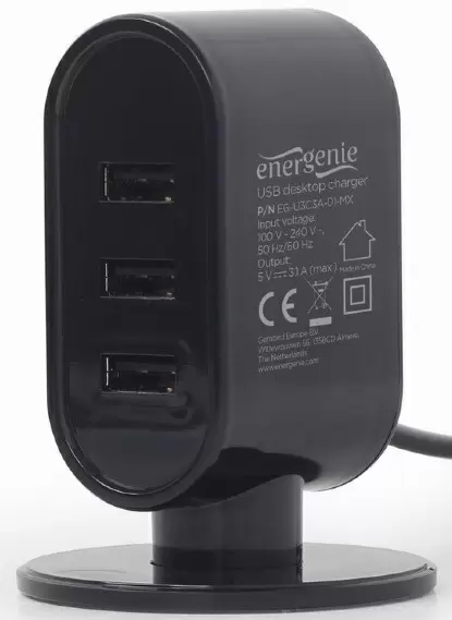 Зарядное устройство Energenie EG-U3C3A-01-MX, черный/белый