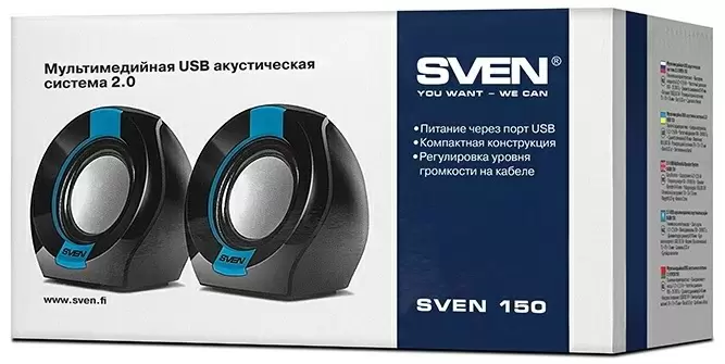 Компьютерные колонки Sven 150, черный/синий
