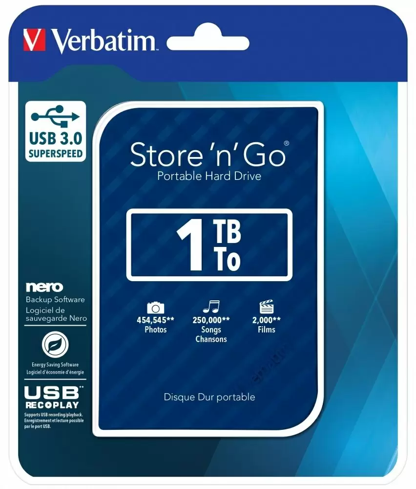 Disc rigid extern Verbatim Store 'n' Go 1TB, albastru