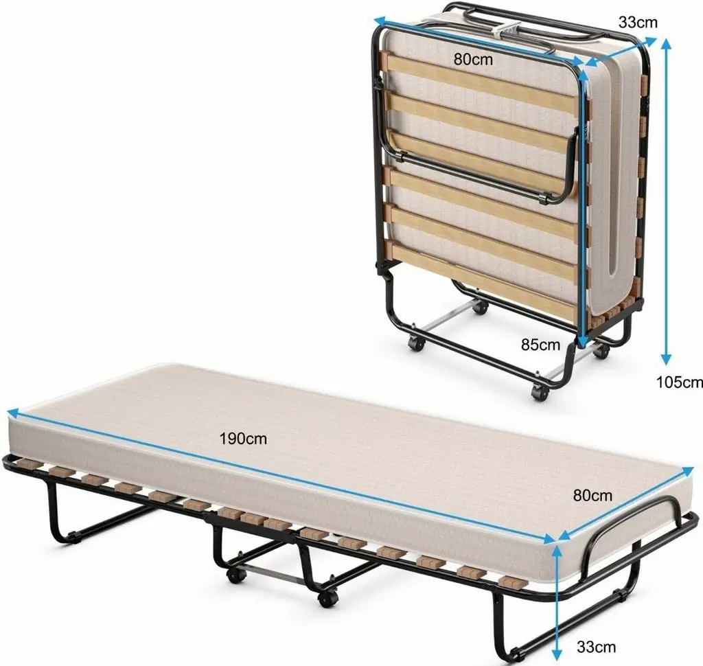 Раскладушка Costway HW69423BE, бежевый/черный