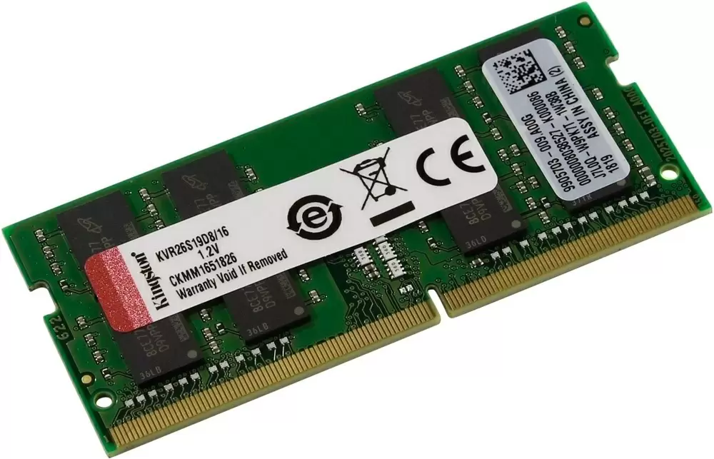 Оперативная память SO-DIMM Kingston ValueRam 16GB DDR4-2666MHz, CL19, 1.2V (KVR26S19D8/16)