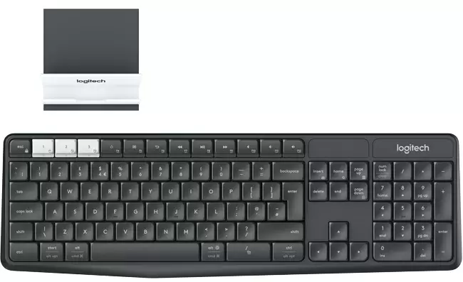 Tastatură Logitech K375s Wireless Keyboard and Stand Combo, grafit