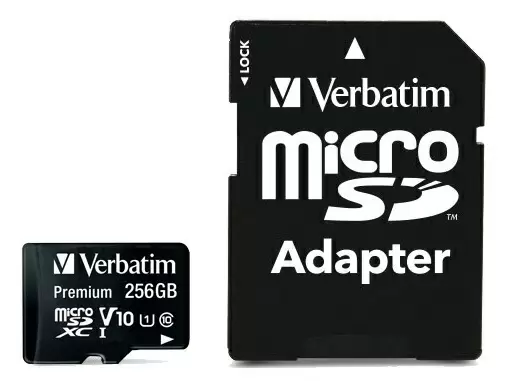 Карта памяти Verbatim microSD Class10 A1 UHS-I + SD adapter, 256ГБ
