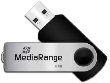 USB-флешка MediaRange MR910 16ГБ, черный/серебристый