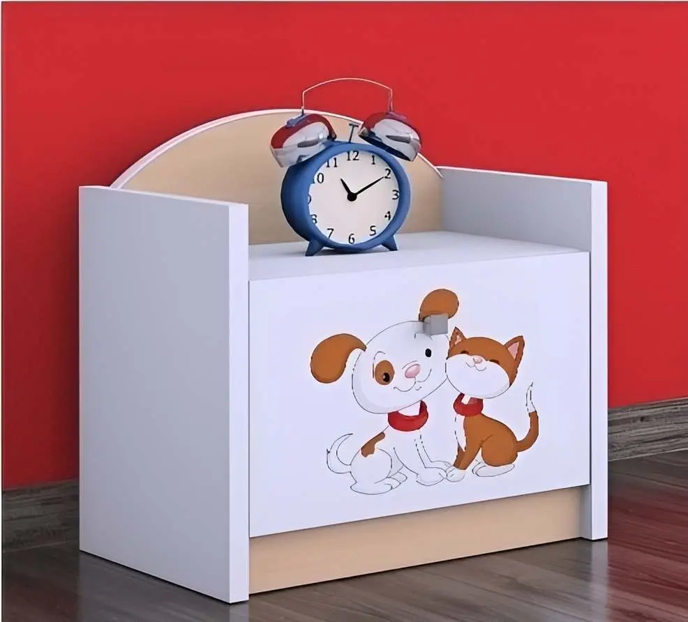 Тумба прикроватная Happy Babies Happy SZN02 Dog and Cat, белый/светлая груша на tehnoparc.md Тумба прикроватная Happy Babies Happy SZN02 Dog and Cat, белый/светлая груша