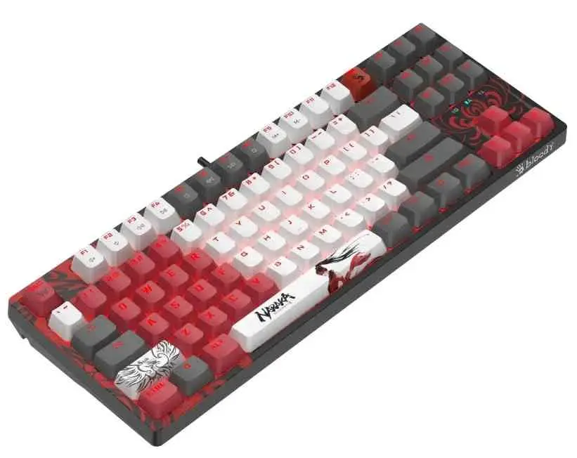 Клавиатура Bloody S87, белый/серый/красный на tehnoparc.md Клавиатура Bloody S87, белый/серый/красный