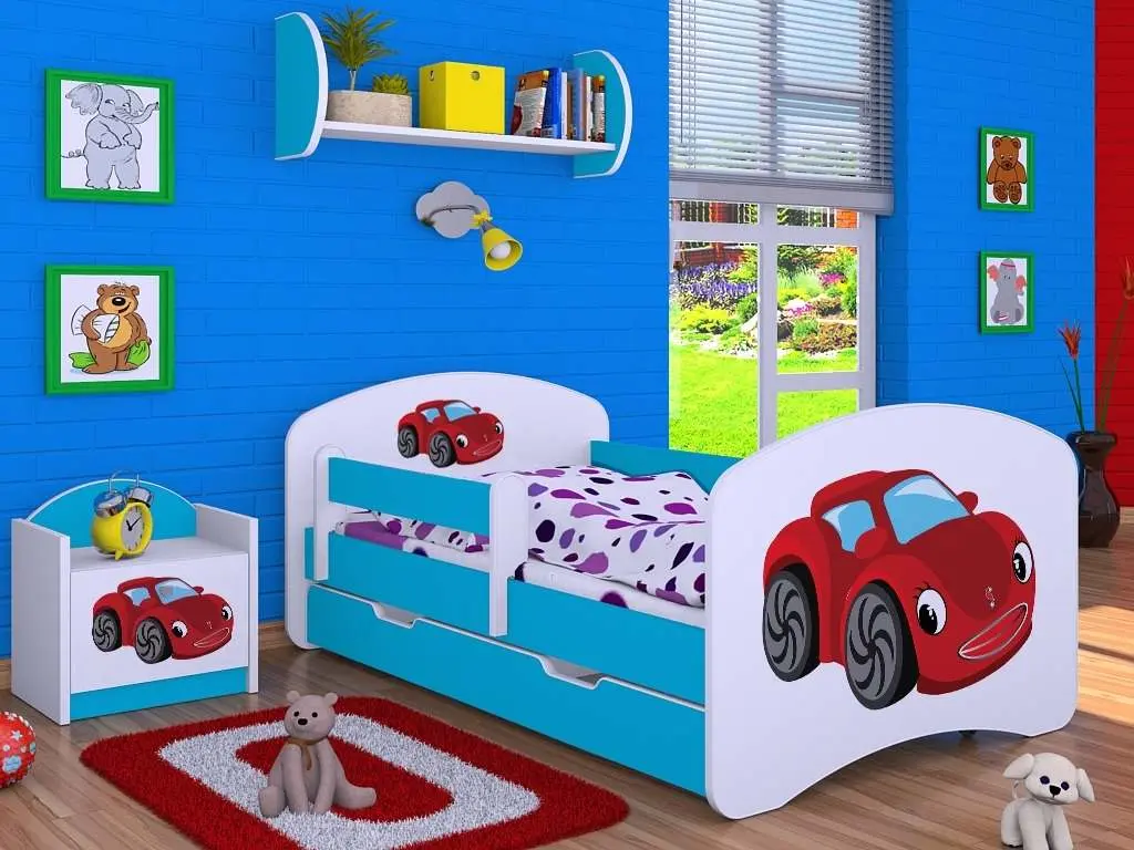 Тумба прикроватная Happy Babies Happy SZN02 Fairy Car, белый/синий на tehnoparc.md Тумба прикроватная Happy Babies Happy SZN02 Fairy Car, белый/синий