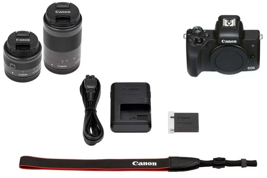Системный фотоаппарат Canon EOS M50 Mark II + EF-M 15-45mm f/3.5-6.3 IS STM + EF-M 55-200mm f/4.5-6.3 IS STM Kit, черный