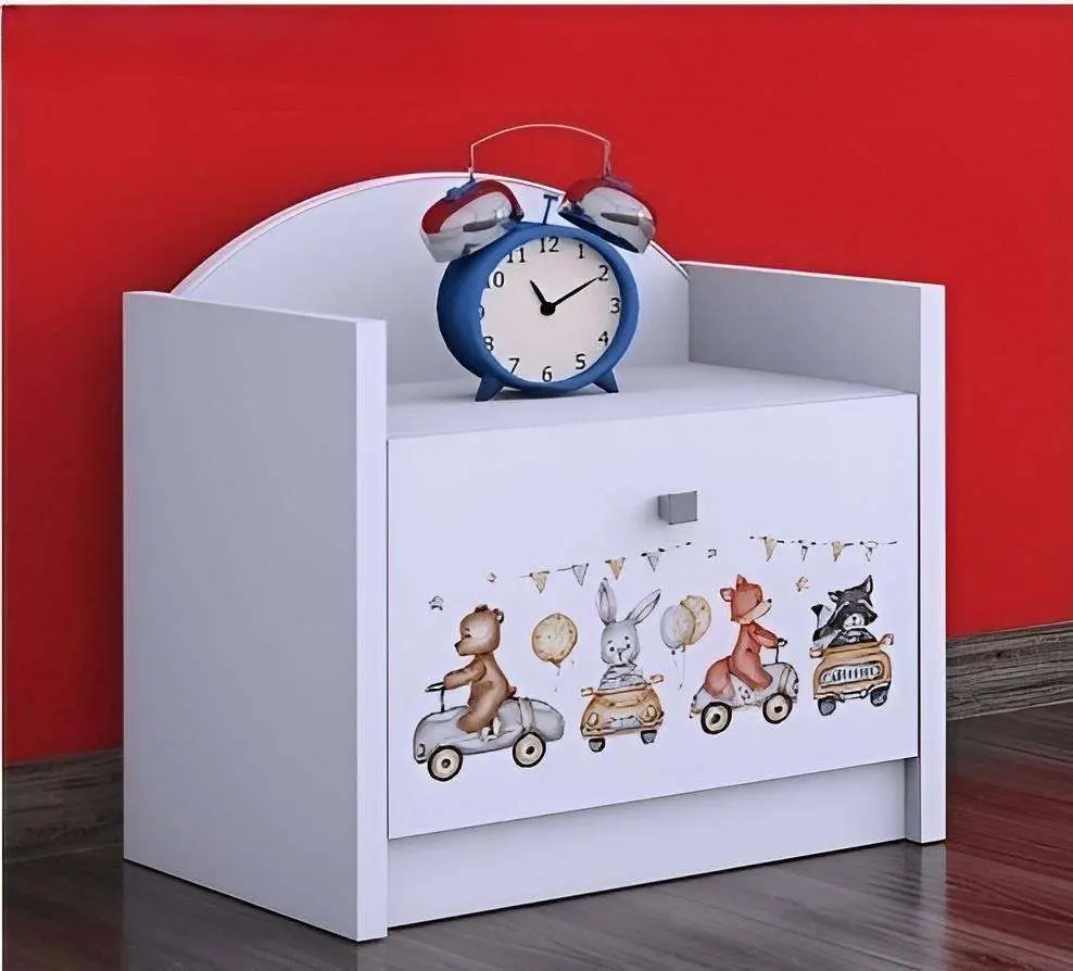 Тумба прикроватная Happy Babies Happy SZN02 Animals And Cars, белый