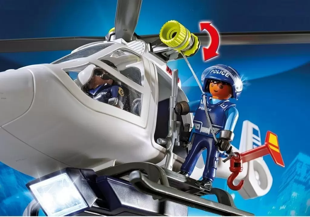 Set jucării Playmobil Police Helicopter with LED Searchlight