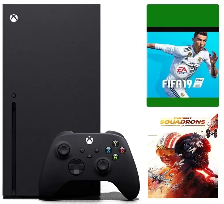 Consolă de jocuri Microsoft Xbox Series X 1TB + Fifa 19 + Star Wars Squadrons, negru