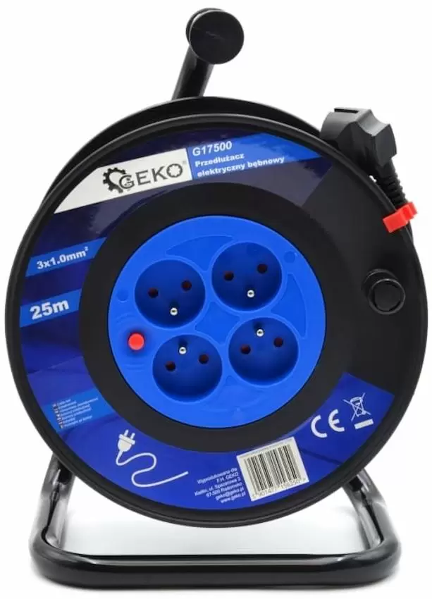 Удлинитель Geko G17500 25м, черный/синий