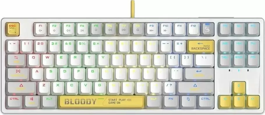 Tastatură Bloody S87, alb/gri/galben