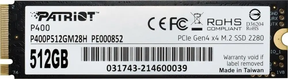 SSD накопитель Patriot P400 M.2 NVMe, 512GB