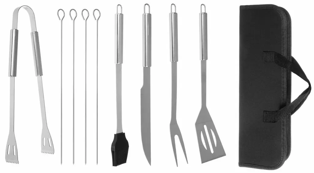 Set ustensile pentru barbeque Kaminer 13001, argintiu/negru