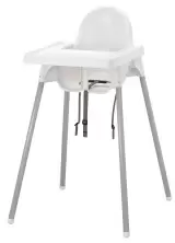 Стульчик для кормления IKEA Antilop высокий/с поддоном, белый/серебристый