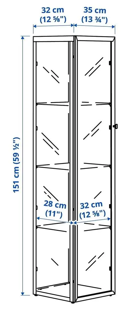 Vitrină IKEA Blaliden 35x32x151cm, negru