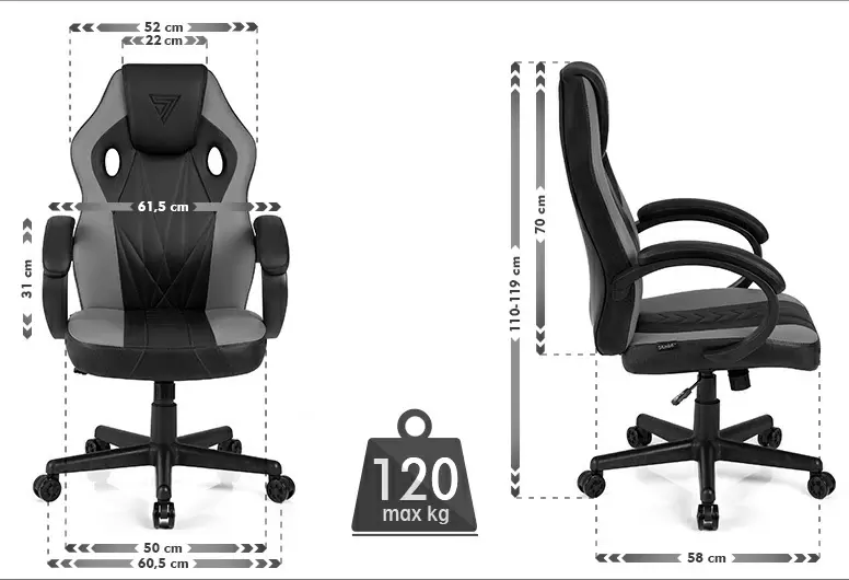Компьютерное кресло SENSE7 Prism, черный/серый