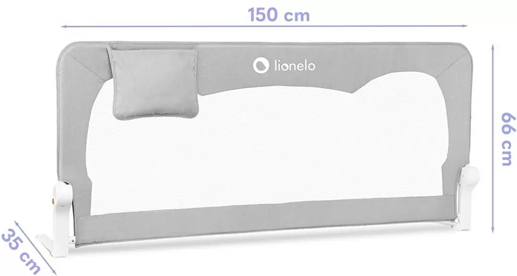Защитный барьер для кроватки Lionelo Hanna, серый