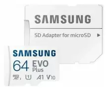 Карта памяти Samsung MicroSD EVO Plus + SD adapter, 64ГБ