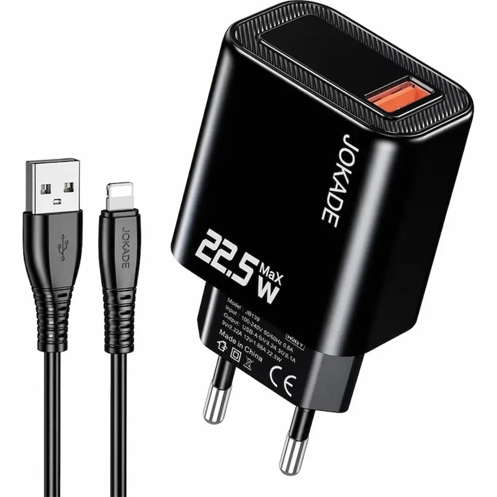 Încărcător Jokade JB139 with USB to Lightning, negru pe tehnoparc.md Încărcător Jokade JB139 with USB to Lightning, negru
