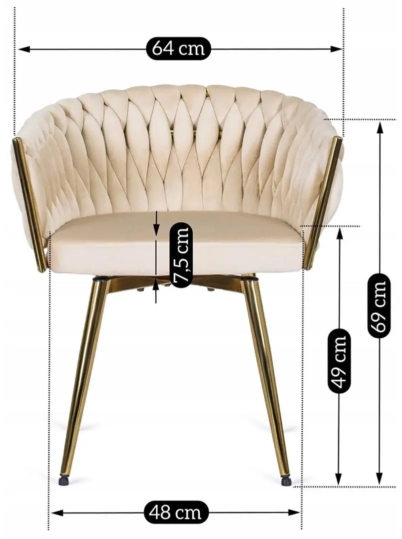 Scaun Mebel Elite Rubi, cremă/auriu