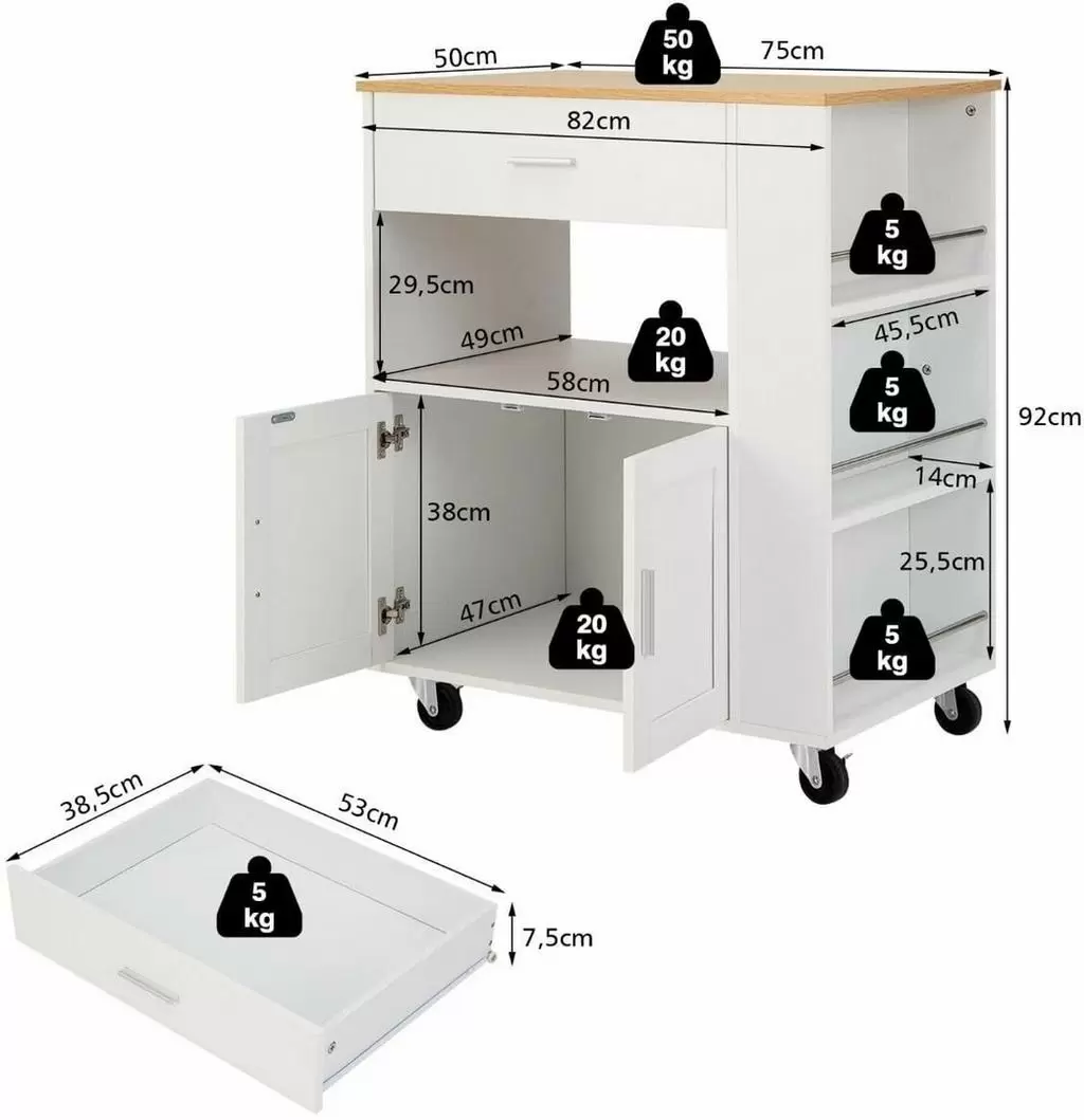 Шкафчик-тележка Costway KC55391WH, белый