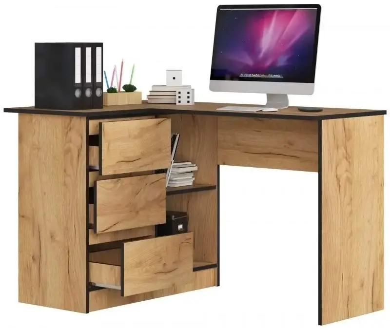 Masă de birou Akord B16 Left, stejar craft