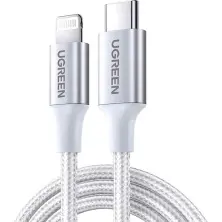 Cablu USB Ugreen Type-C to Lightning 3A 1.5m US304, alb pe tehnoparc.md Cablu USB Ugreen Type-C to Lightning 3A 1.5m US304, alb