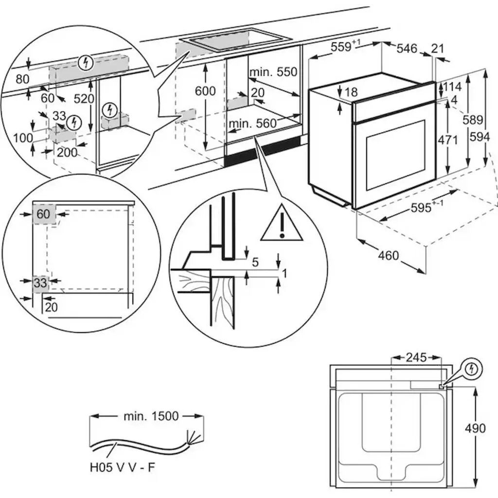 Plită incorporabilă electrică AEG OA5PB531AB, negru