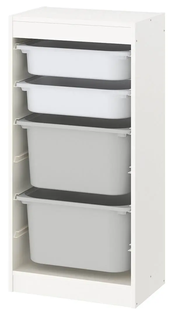 Стеллаж с контейнерами IKEA Trofast 46x30x94см, белый/серый