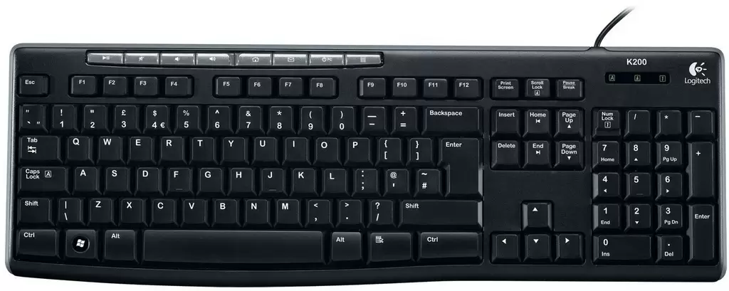 Клавиатура Logitech Keyboard K200, черный