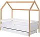 Детская кровать BellaLuni Domek 80x180см с ящиком/матрасом, beech/white