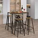 Set masă și scaune Costway KC55678CF 1+4, maro rustic/negru