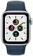 Smartwatch Apple Watch SE 44mm, carcasă din aluminiu, curea tip sport vârtej albastru, argintiu