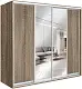 Dulap-cupe Modern Braun Top 4 238x210x60cm 2 oglinzi/2 PAL, trufa de stejar sonoma