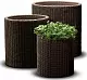 Ghiveci Curver Cylinder Planters S+M+L, cafeniu