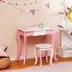 Masă de toaletă pentru copii Costway HY10184WH, roz/alb