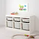 Etajeră cu containere IKEA Trofast 99x44x56cm, alb/alb-roz