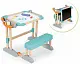 Set măsuță-tablă + scaun Smoby Modulo Space Desk, alb/albastru