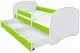 Детская кровать BellaLuni Happy 90x180см с ящиком/матрасом, белый/зеленый